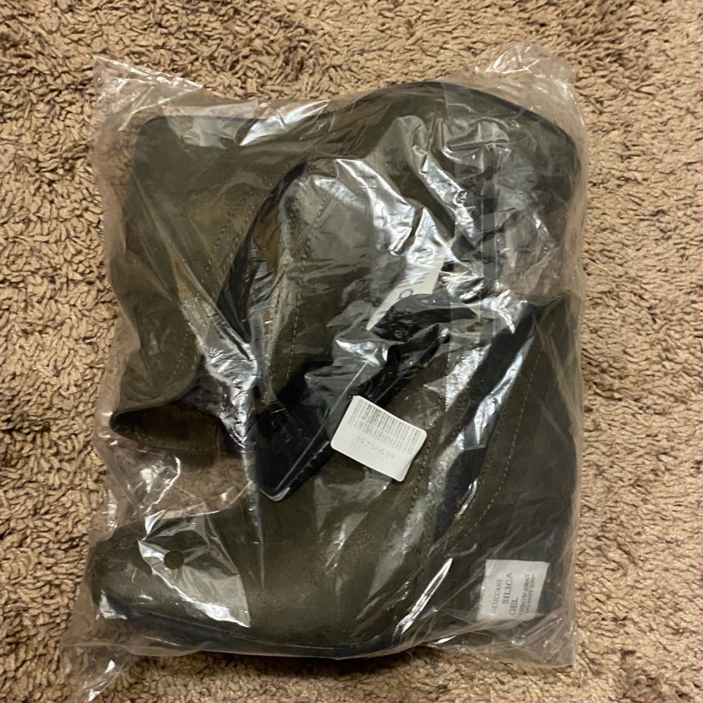 Never worn, womens olive booties. Womens size 8